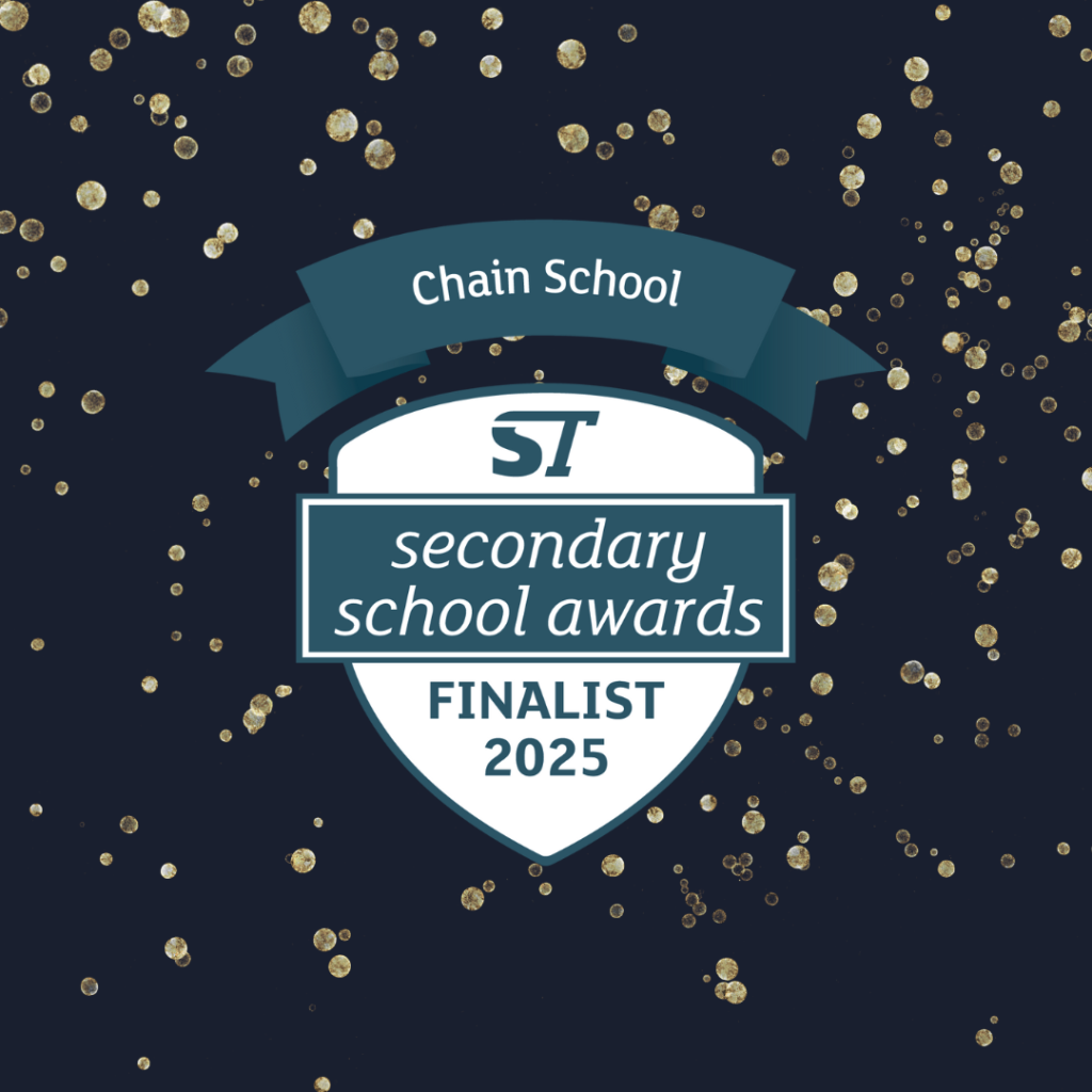 White shield with ST Secondary School Awards Finalist 2025